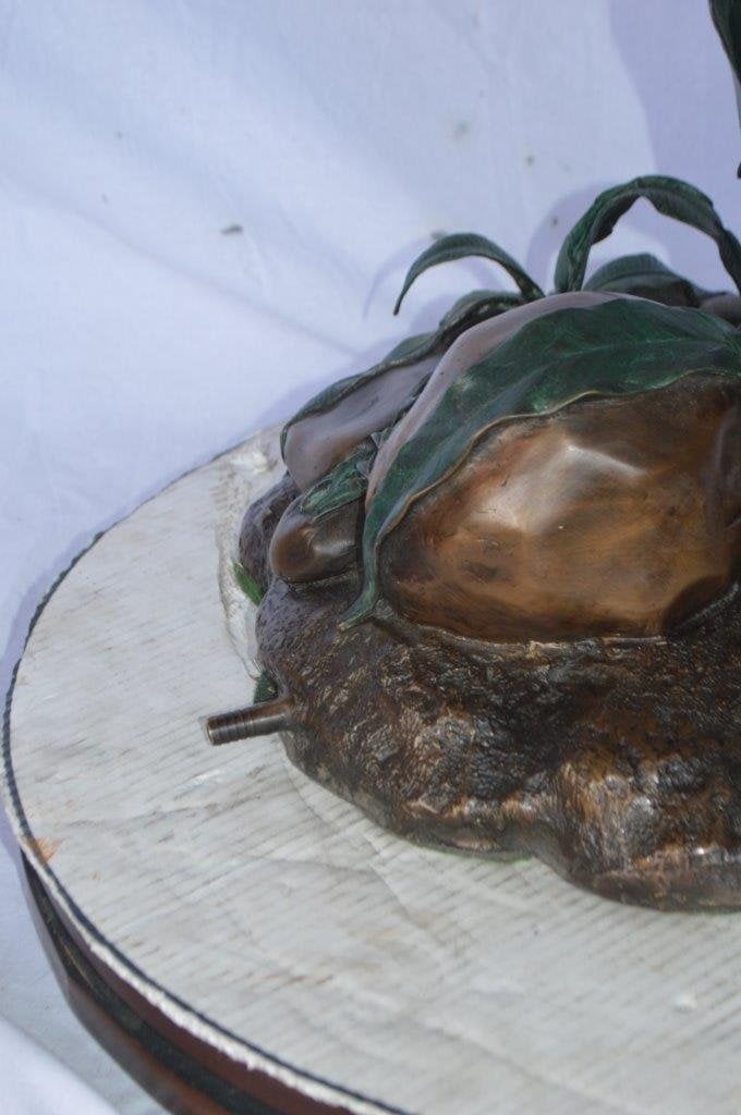 Crane standing on a stone bronze statue - Size: 28"L x 32"W x 49"H. - 7