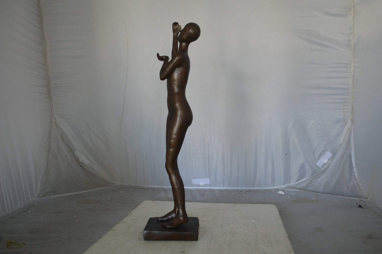 Abstract of Art nude lady lifting hand bronze statue - Size: 9"L x 6"W x 25"H. - 7