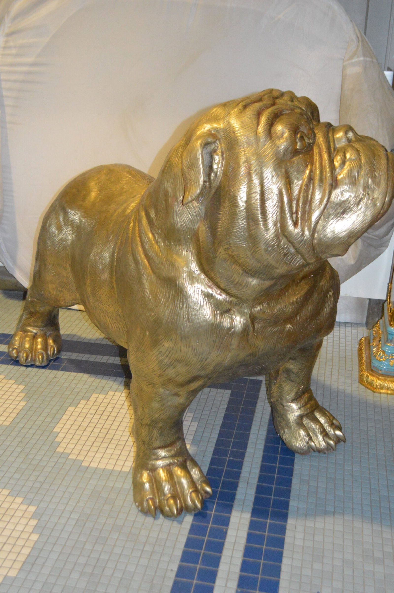 Gold Bulldog Giant Bronze Statue - Size: 62"L x 26"W x 44"H. - 5