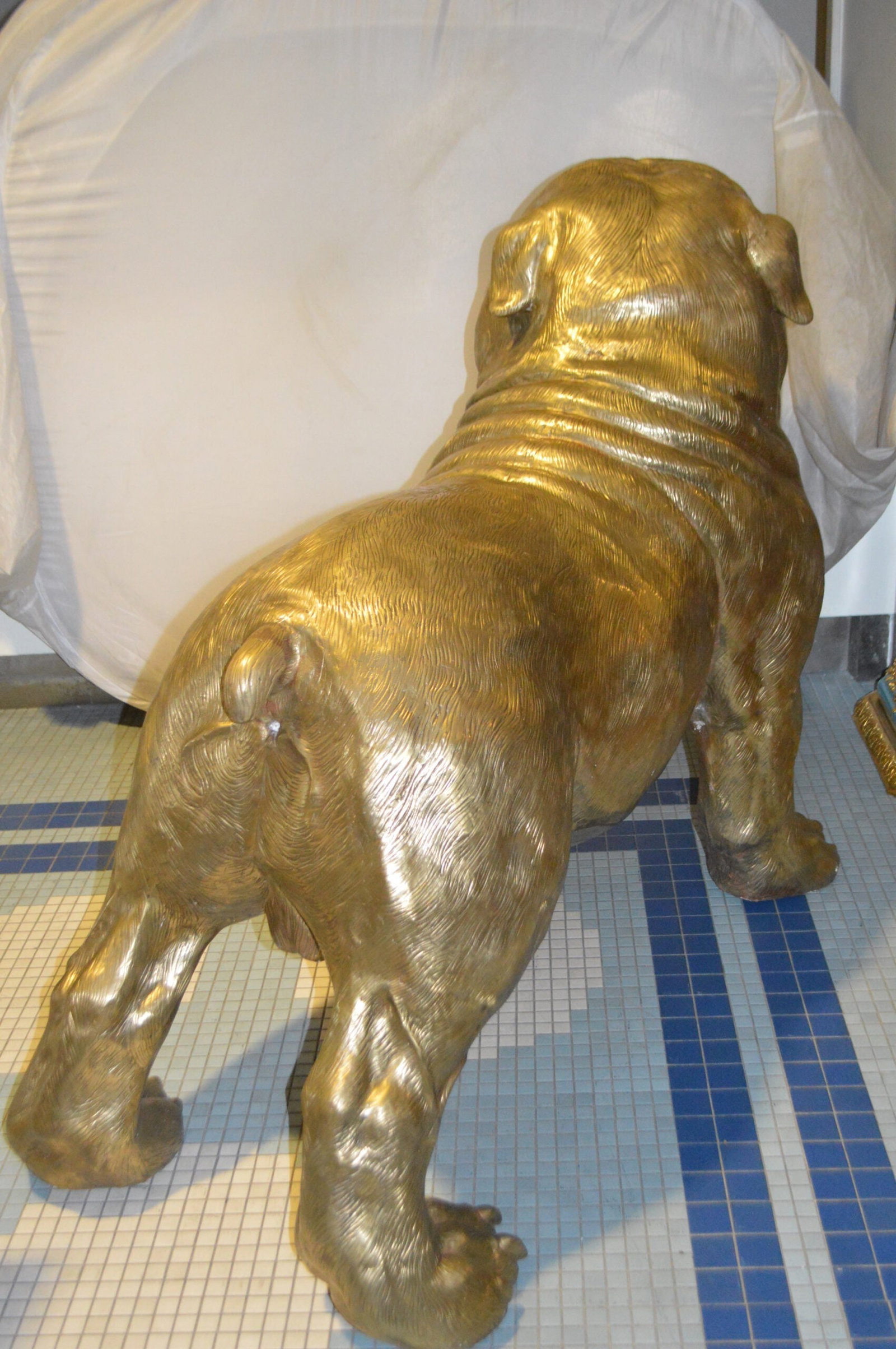 Gold Bulldog Giant Bronze Statue - Size: 62"L x 26"W x 44"H. - 7