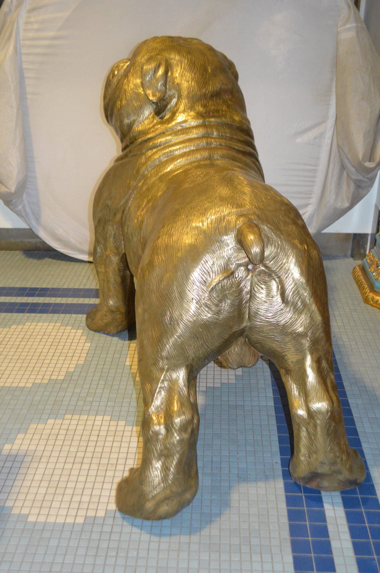 Gold Bulldog Giant Bronze Statue - Size: 62"L x 26"W x 44"H. - 8