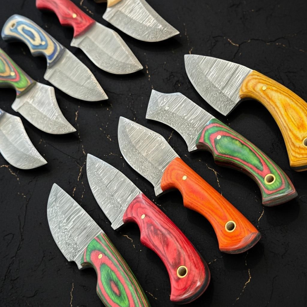 Damascus Steel Tanto Hunting Knife Set, Lot of 10 with Hardwood Handles - 5