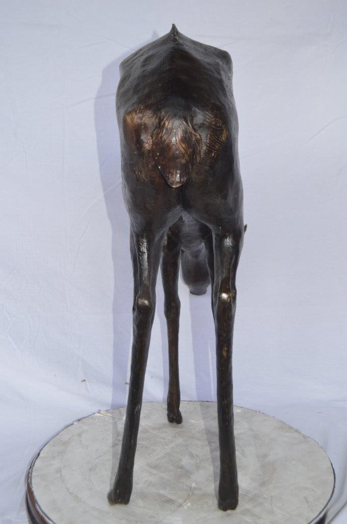 Life Size Grazing Deer Bronze Statue ? Elegant Wildlife Sculpture with Graceful Detailing for Home, - 7