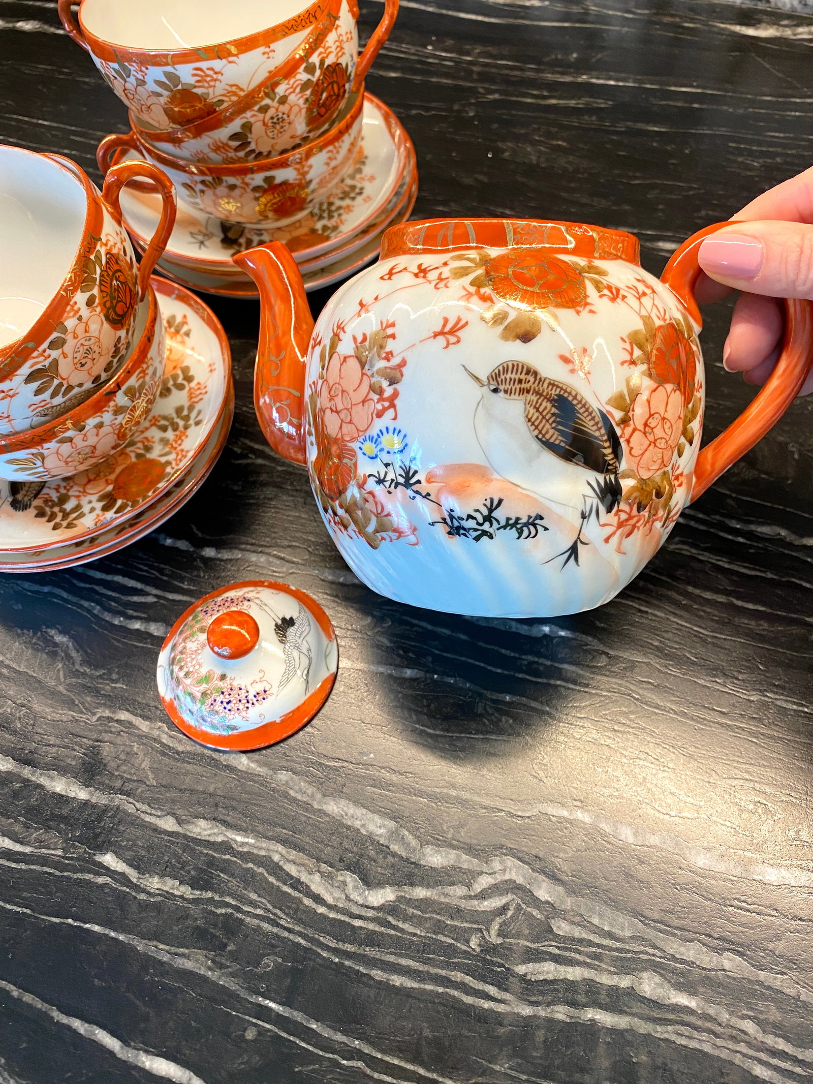 Antique Handpainted Porcelain tea set 14 pcs. - 5