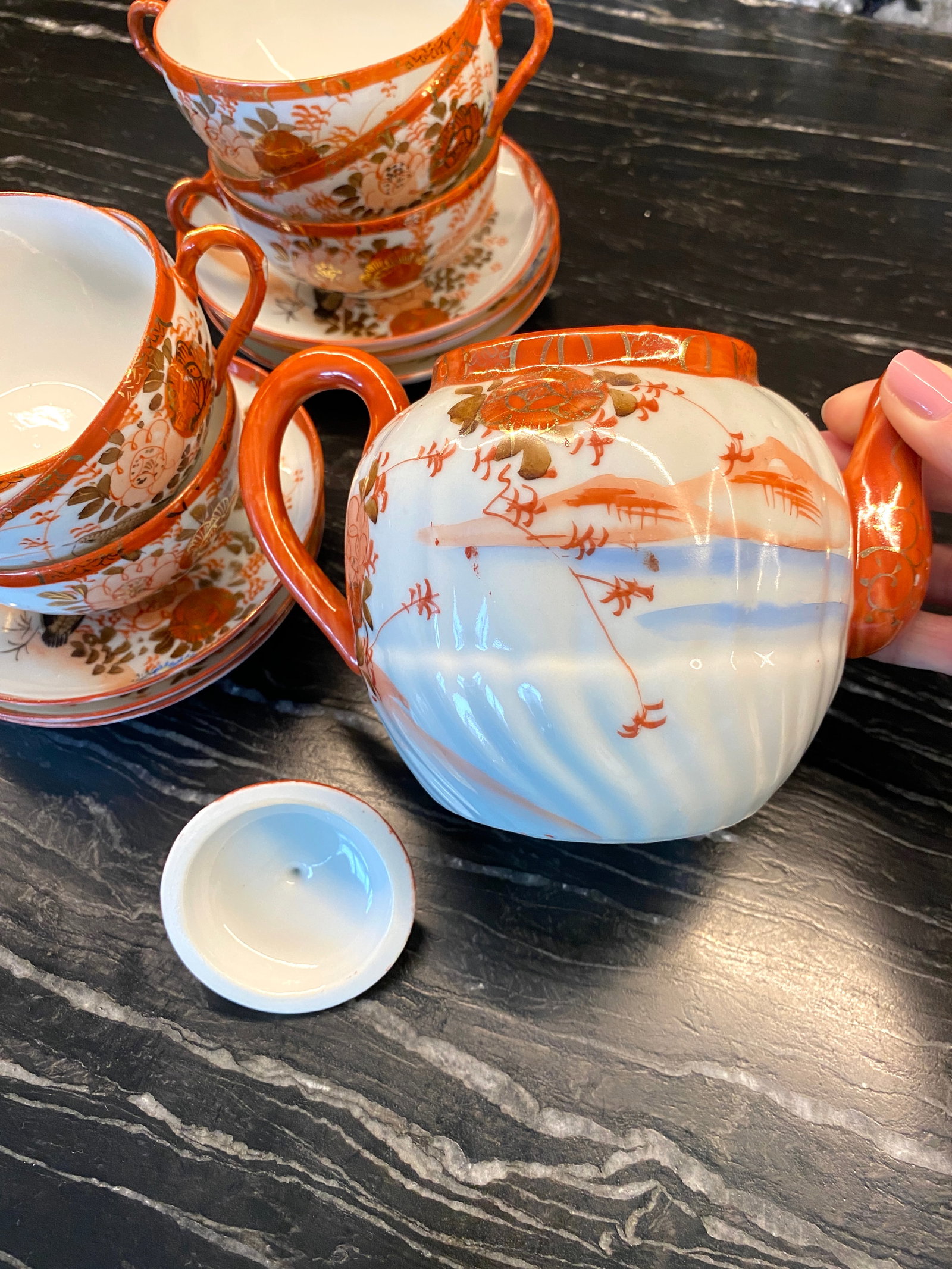 Antique Handpainted Porcelain tea set 14 pcs. - 6