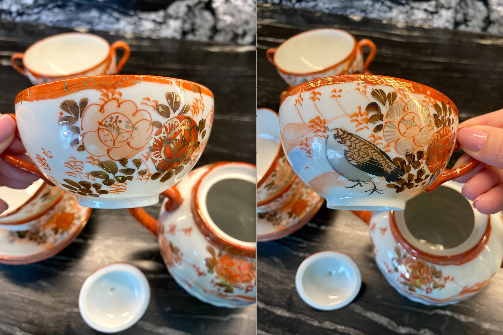 Antique Handpainted Porcelain tea set 14 pcs. - 7