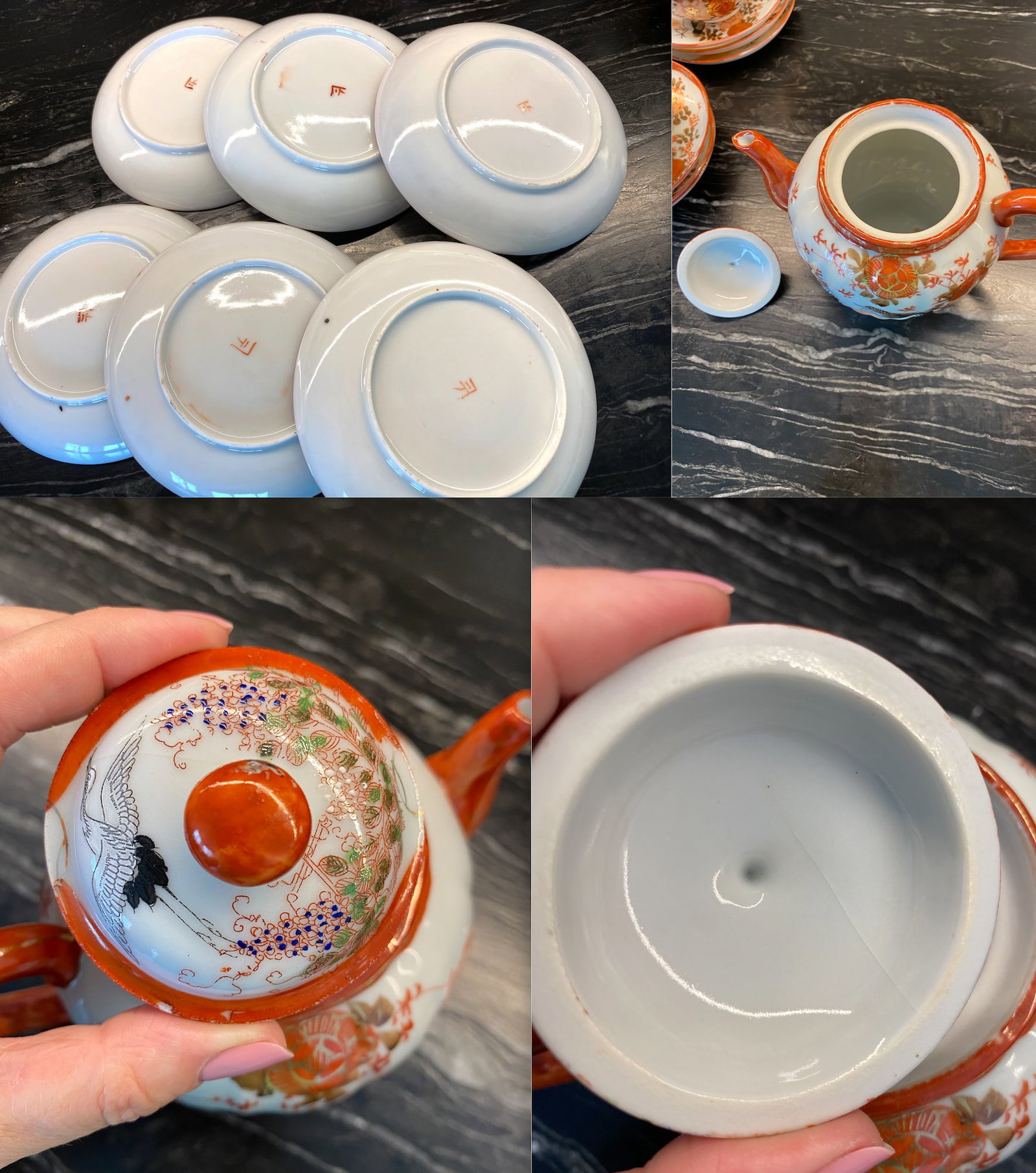 Antique Handpainted Porcelain tea set 14 pcs. - 9