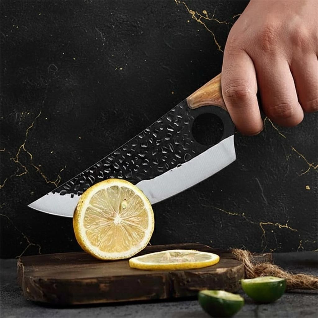 Forged 6pc Kitchen Knife Set with Wood Handles, Professional Chef Butcher Boning Knives - 6