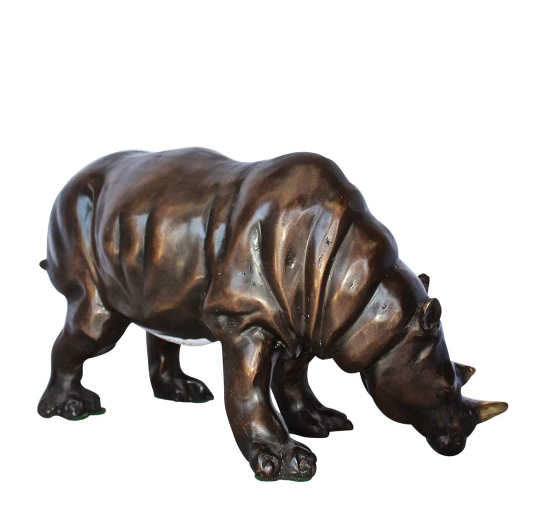 Relaxed Rhino bronze statue - Size: 16"L x 9"W x 8"H. - 4