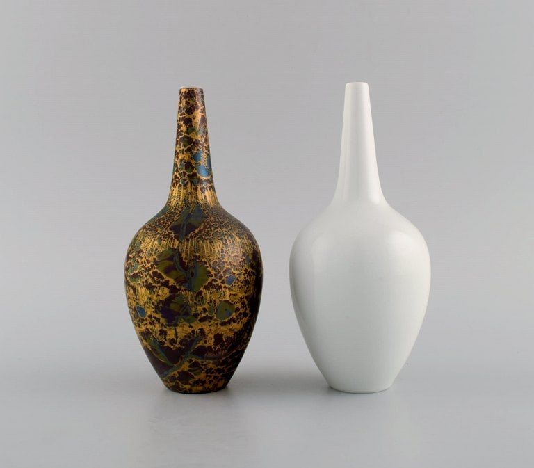 Two Rosenthal porcelain vases. Beautiful marbled gold decoration. 1980s. (1 of 6)