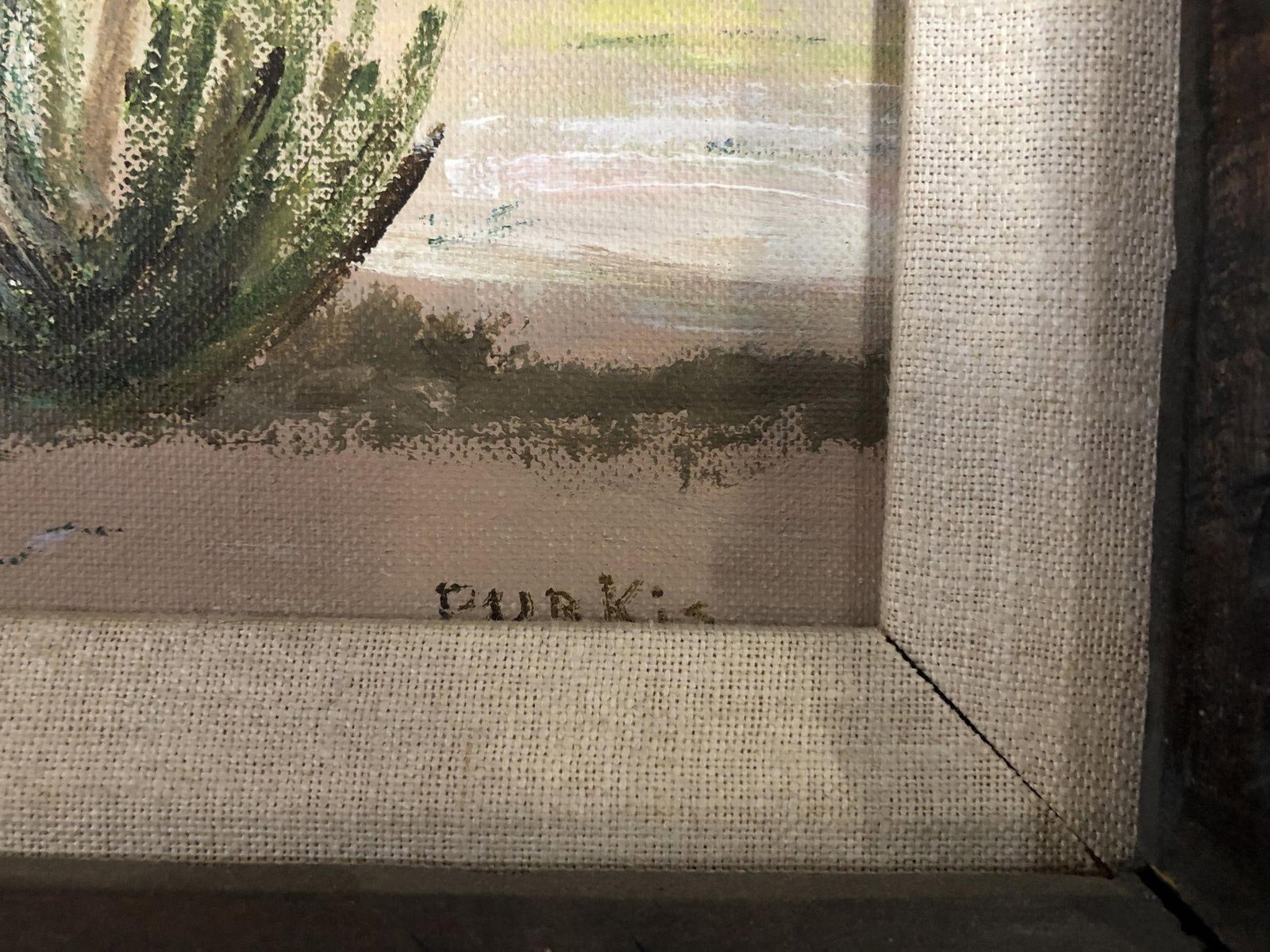 1950s Midcentury Desert Scenic Landscape Oil on Board in Original Frame, Signed - 4