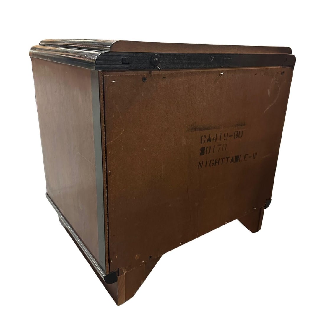 Pair of Two Toned Art Deco Cherry Wood & Lacquer Bedside Tables w/ Stepped Top - 18