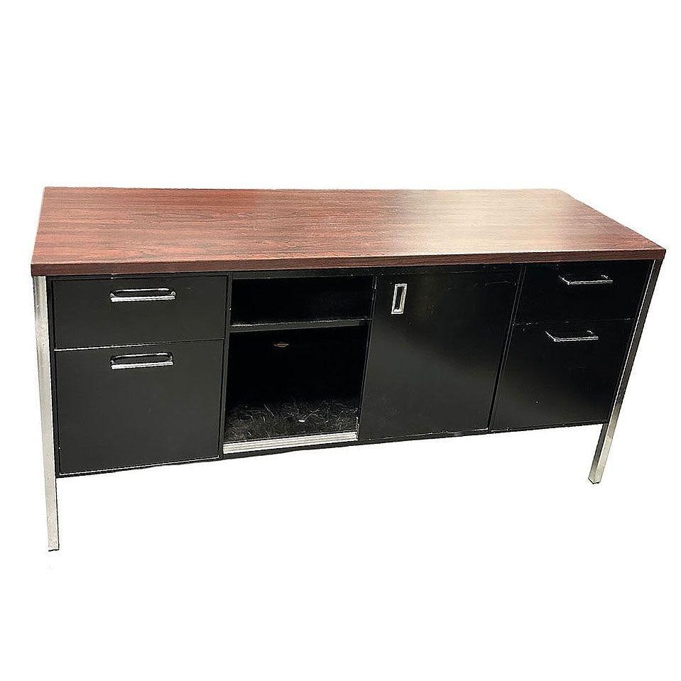 Modern Black & Chrome Metal Tanker Credenza by Steelcase - 9