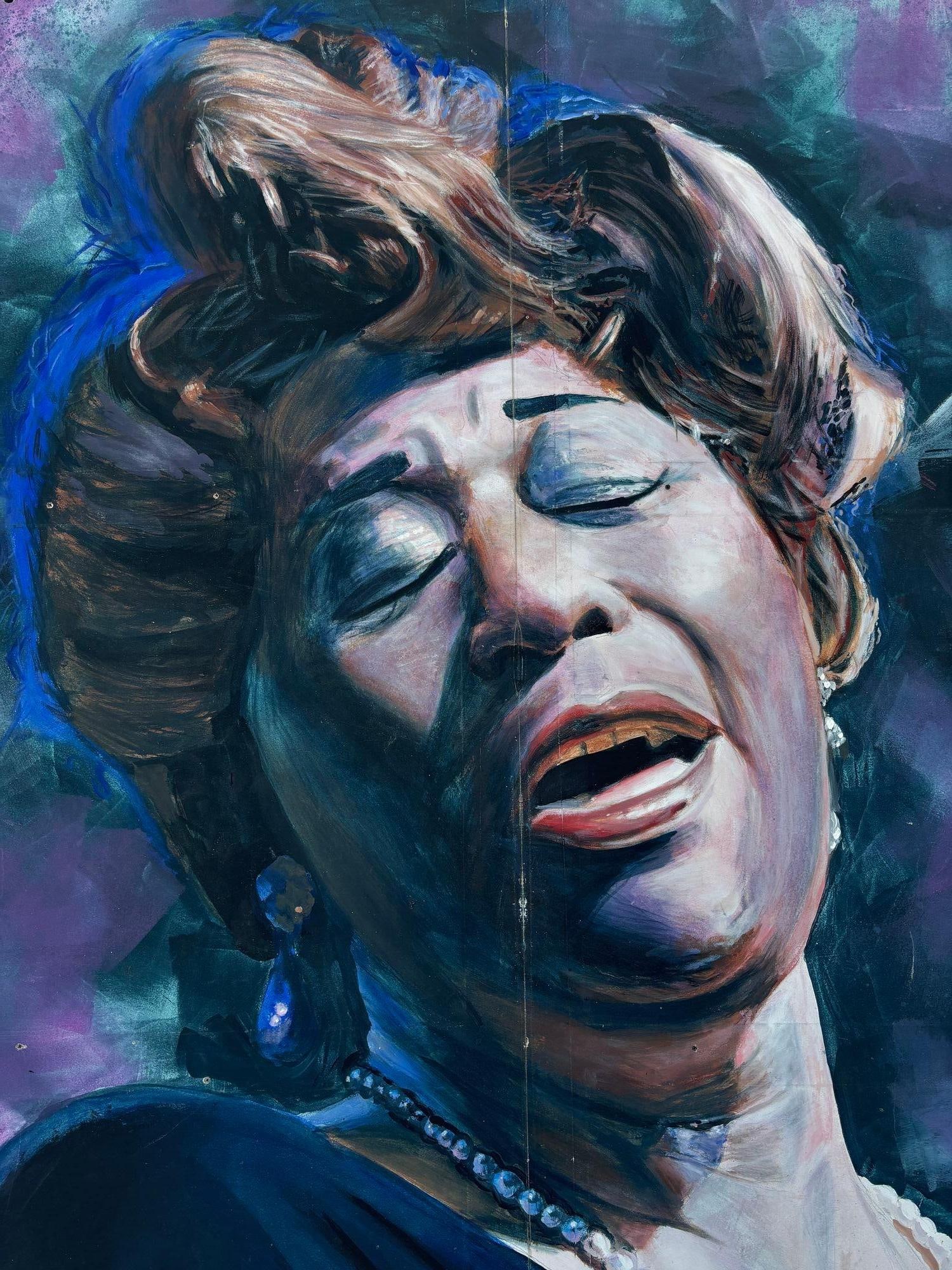 10' Foot Tall Oil on Canvas Portrait of Ella Fitzgerald - 5
