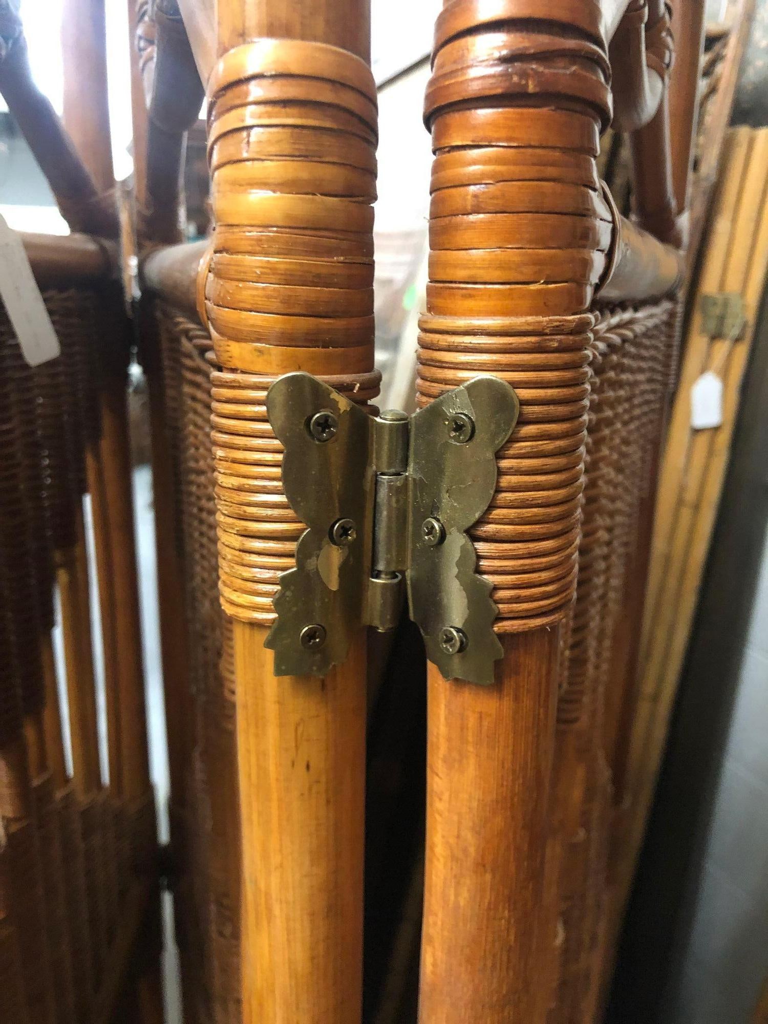 Folding Screen, Rattan and Woven Wicker 3 Panel - 13