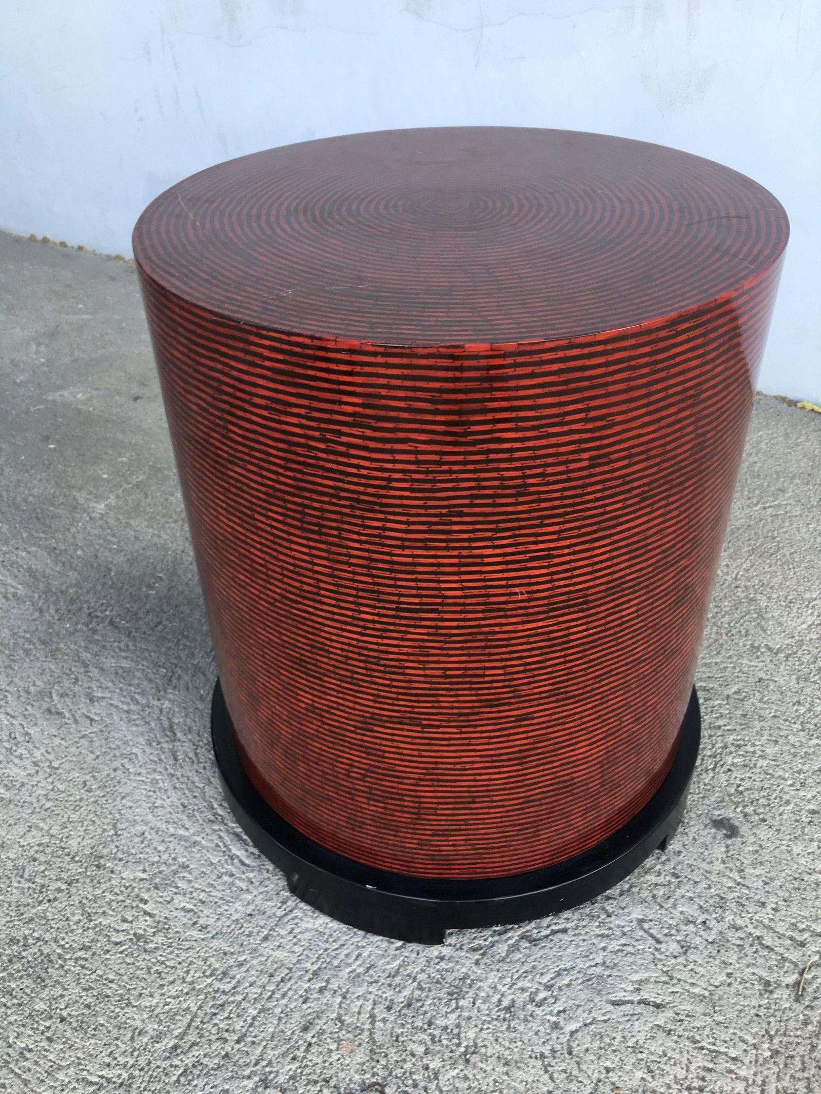 Two-Tone Cubist Style Round Side Table - 13