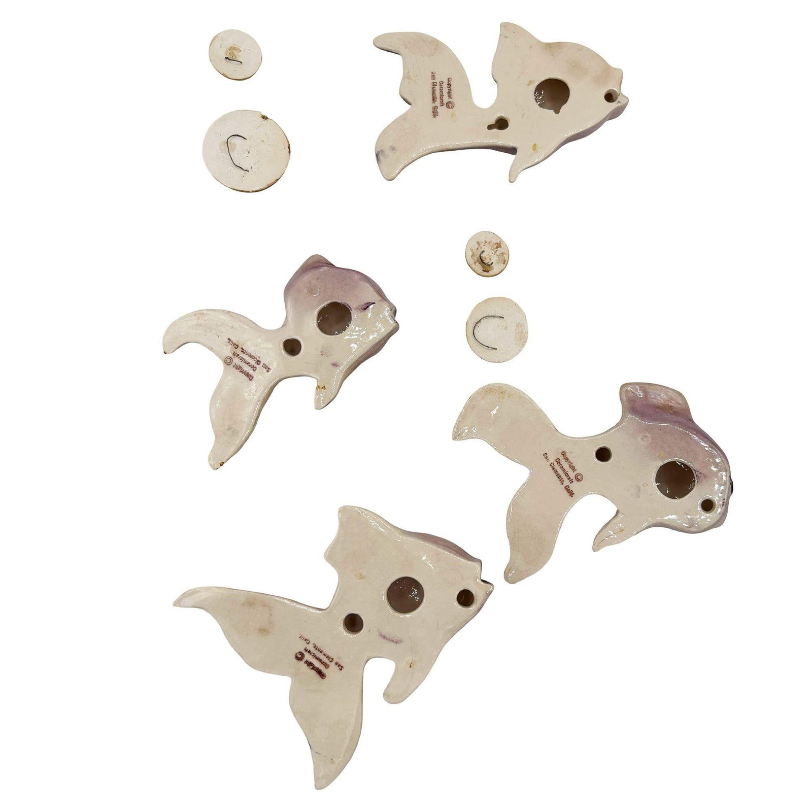 MCM Ceramic Angel Fish with Bubbles 8 Piece Wall Sculpture Set by Ceramicraft - 12