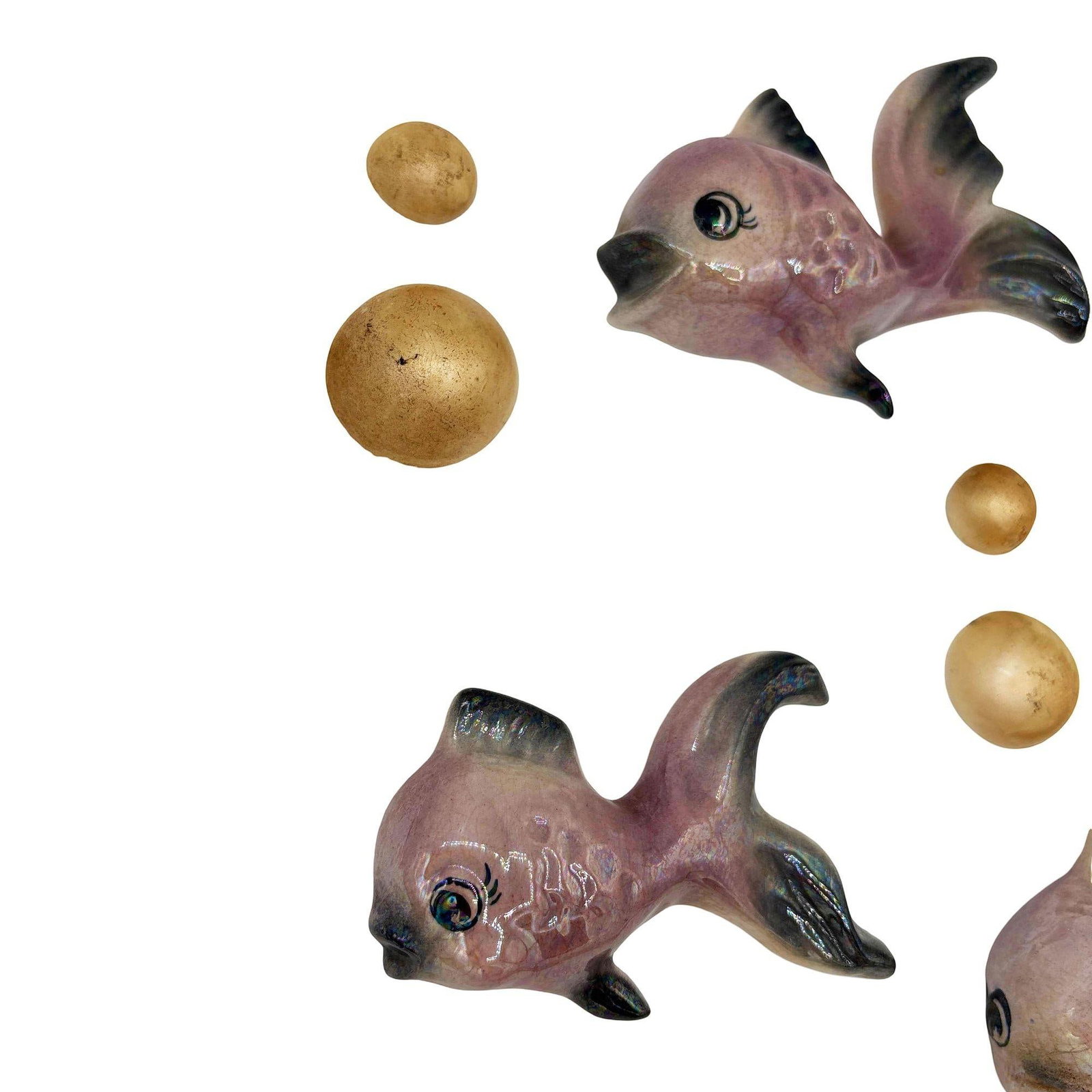 MCM Ceramic Angel Fish with Bubbles 8 Piece Wall Sculpture Set by Ceramicraft - 4