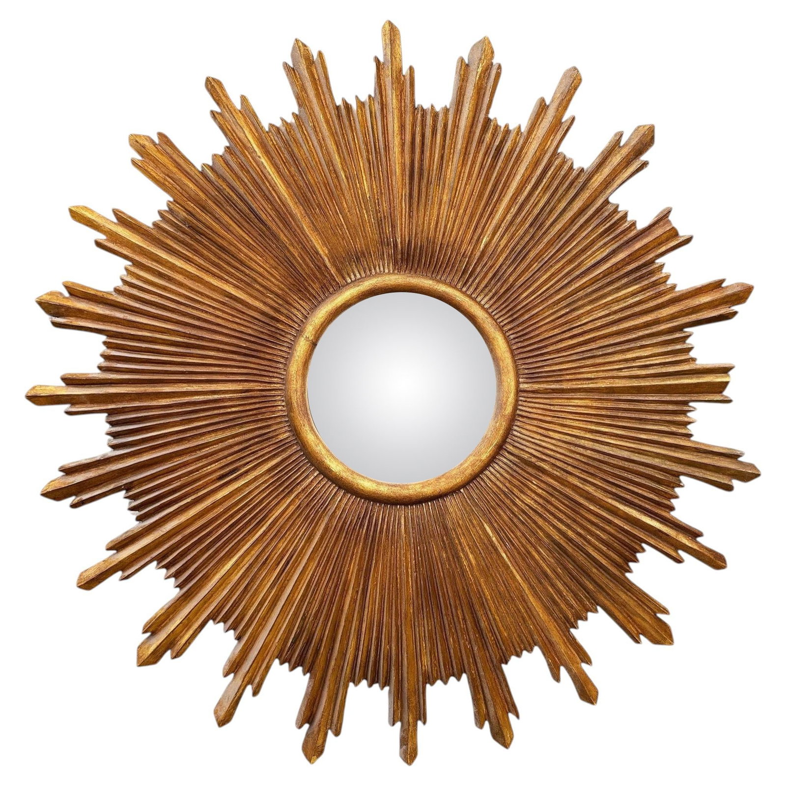 48" MCM Style Gilt Wood Starburst Mirror by Carol Canner for Carvers Guild - 7