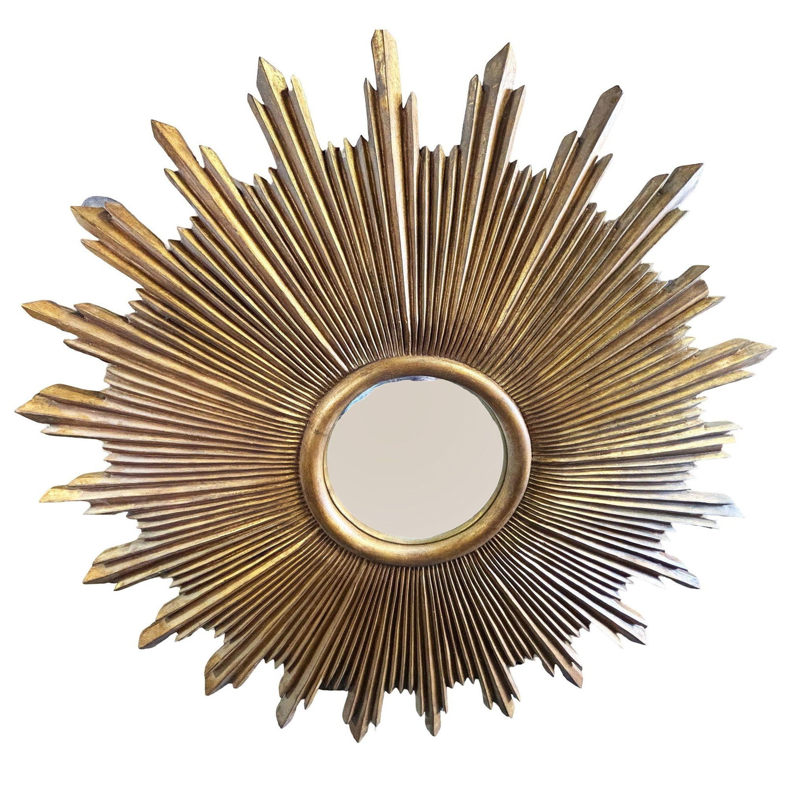 48" MCM Style Gilt Wood Starburst Mirror by Carol Canner for Carvers Guild - 8