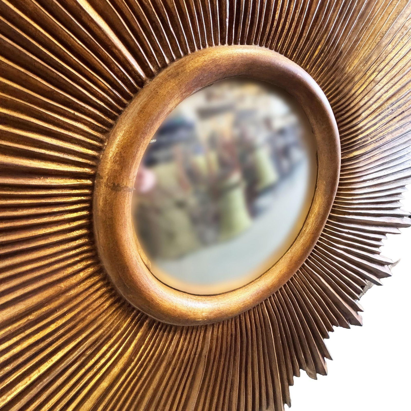 48" MCM Style Gilt Wood Starburst Mirror by Carol Canner for Carvers Guild - 9