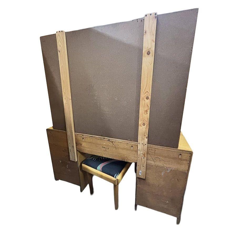 MCM Blond Maple Vanity/ Dressing Table w/ Bench by Russel Wright for Con - 12