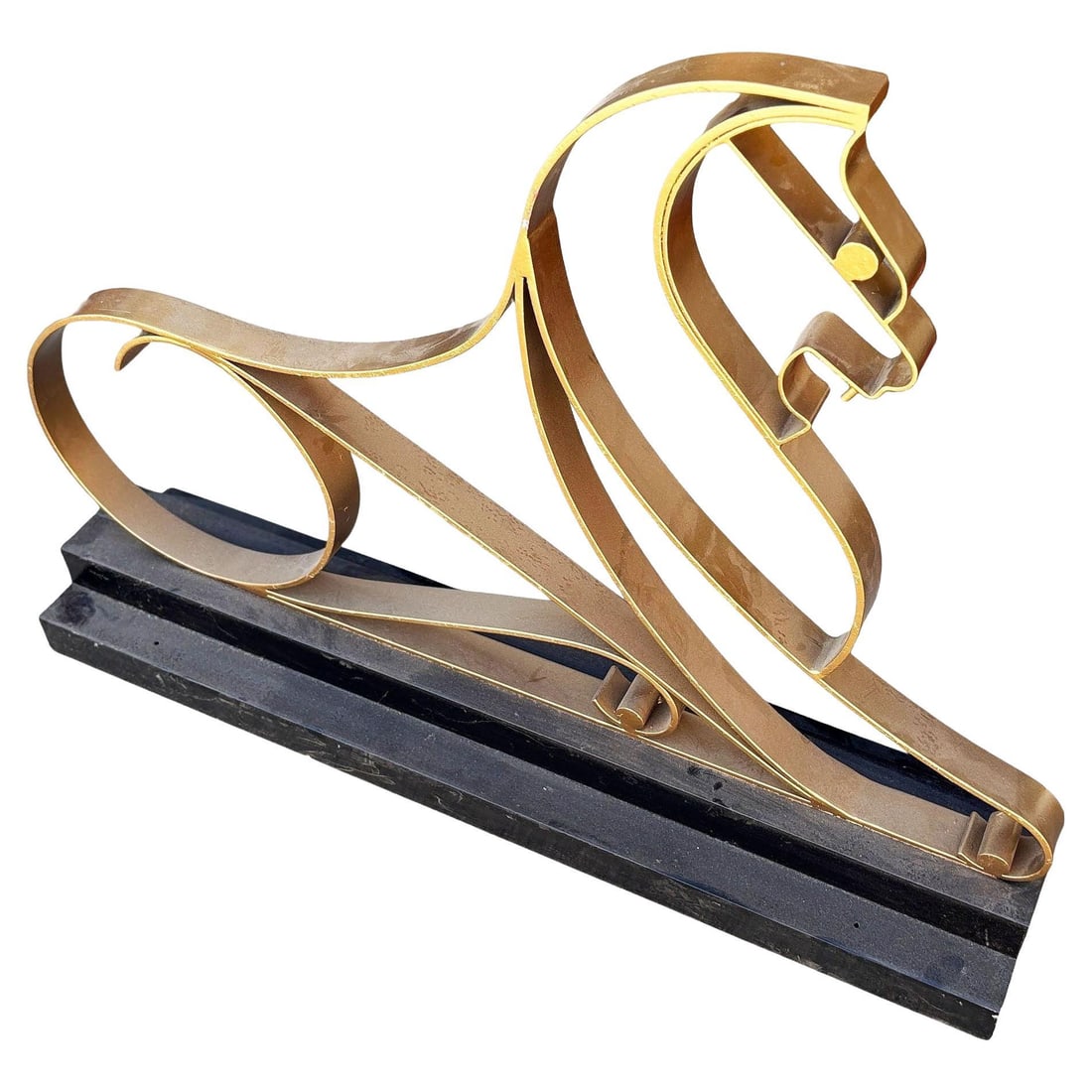 MGM Studios Leo the Lion Guardian Brass and Steel Brutalist Statues, 4 Available (1 of 1)