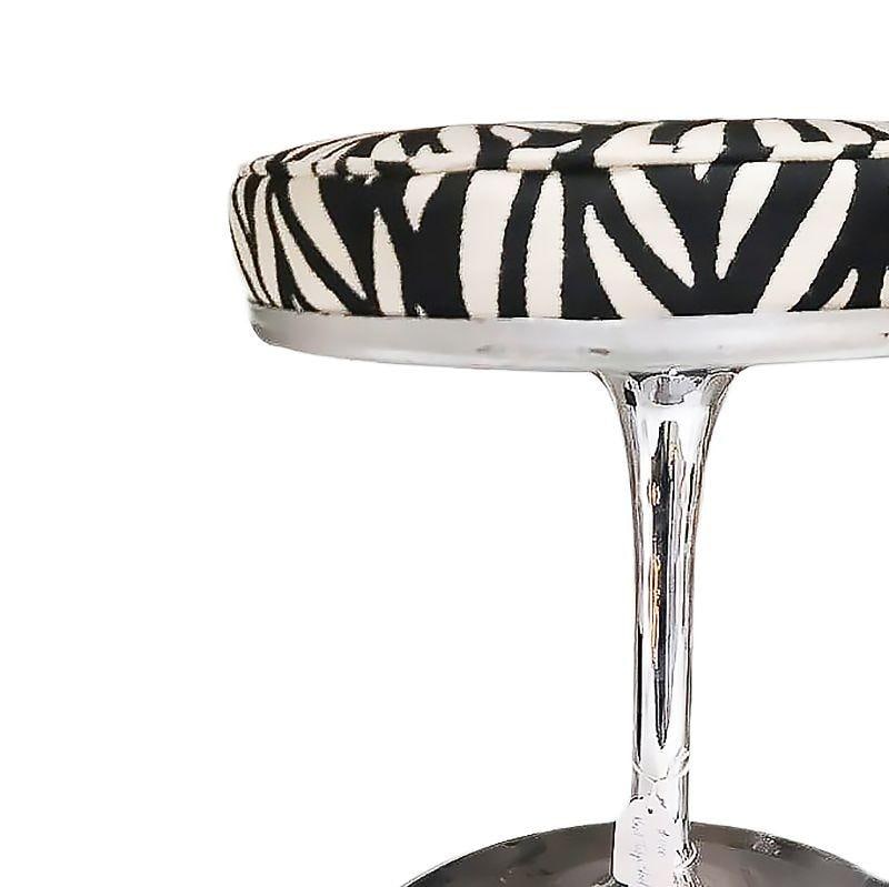 Knoll "Tulip" Chrome Stool by Eero Saarinen W/ Zebra Seat, Pair - 5