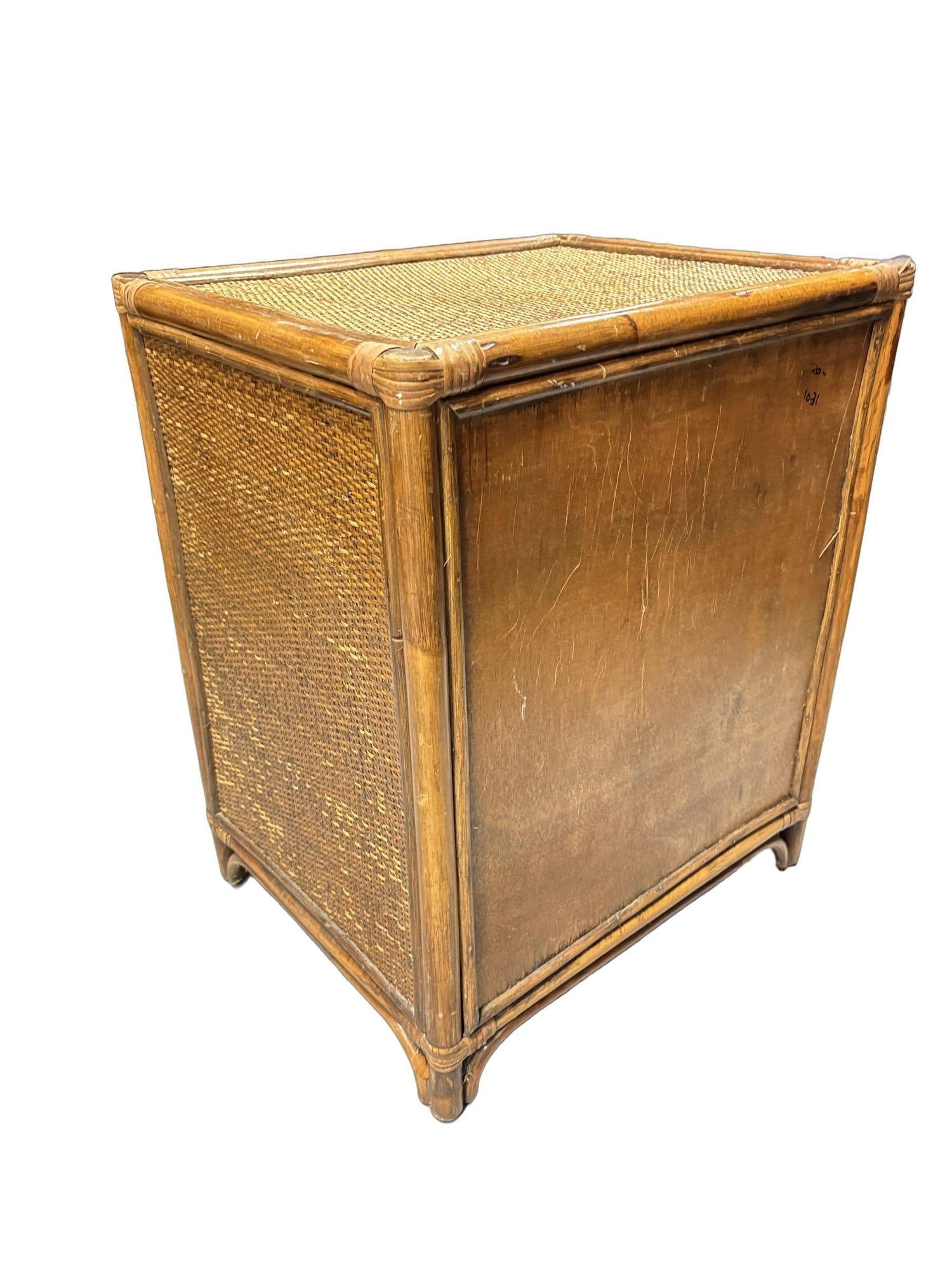 19th Century Aesthetic Movement Rattan & Woven Wicker Three Drawer Nightstand - 11