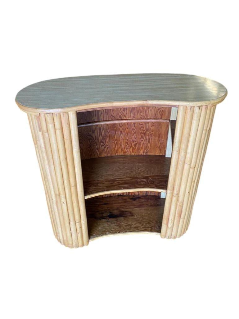 Restored Vertically Stacked Curved Stacked Dry Rattan Bar - 4