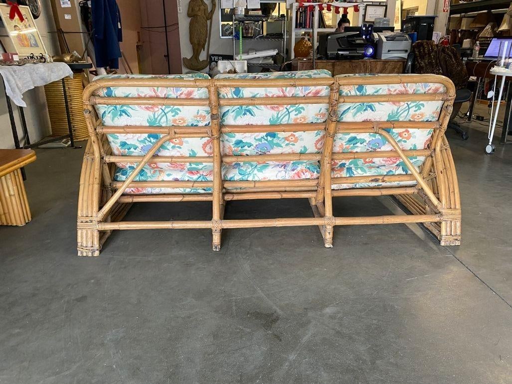 Rare Restored Double Tear Drop Stacked Rattan Lounge Chair Sofa Livingroom Set - 15