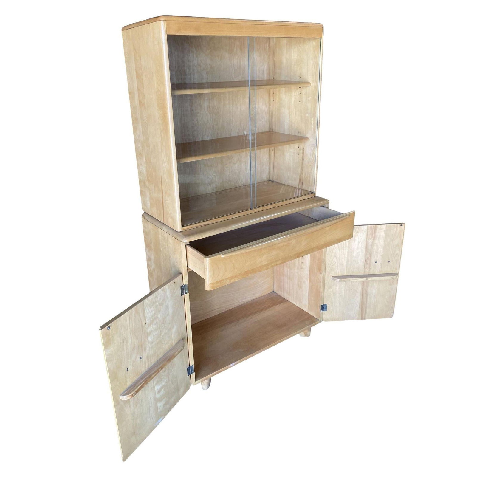 Blond "Encore" Step Back Cupboard China Cabinet Etagere by Heywood Wakefield - 18