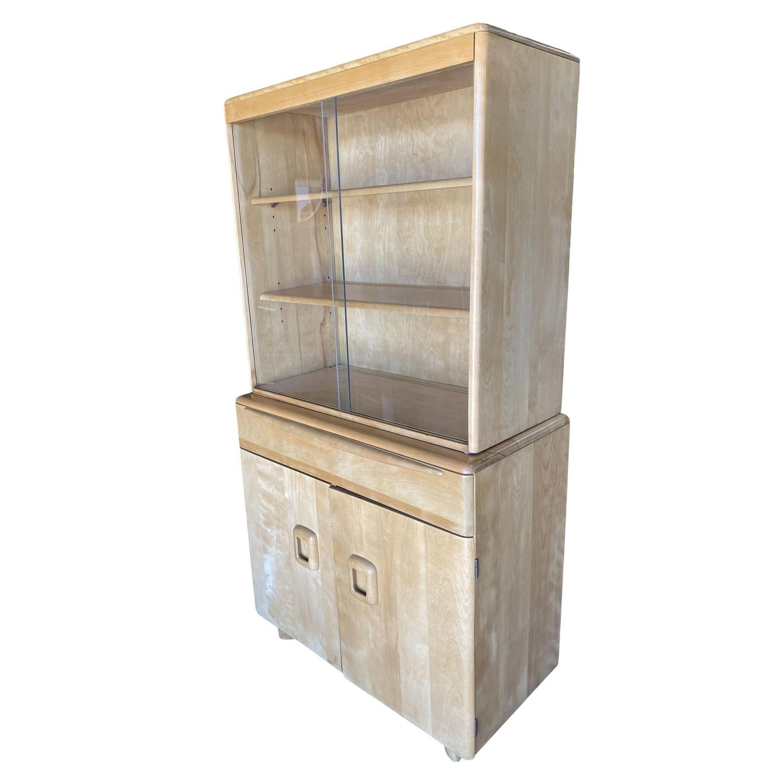 Blond "Encore" Step Back Cupboard China Cabinet Etagere by Heywood Wakefield - 9
