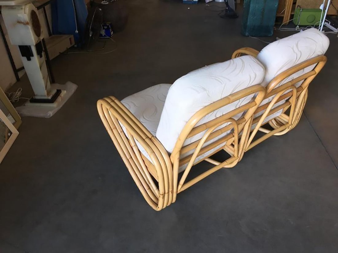 Restored "Triple Triangle" 3-strand Sectional Settee W/ Arched Base - 5