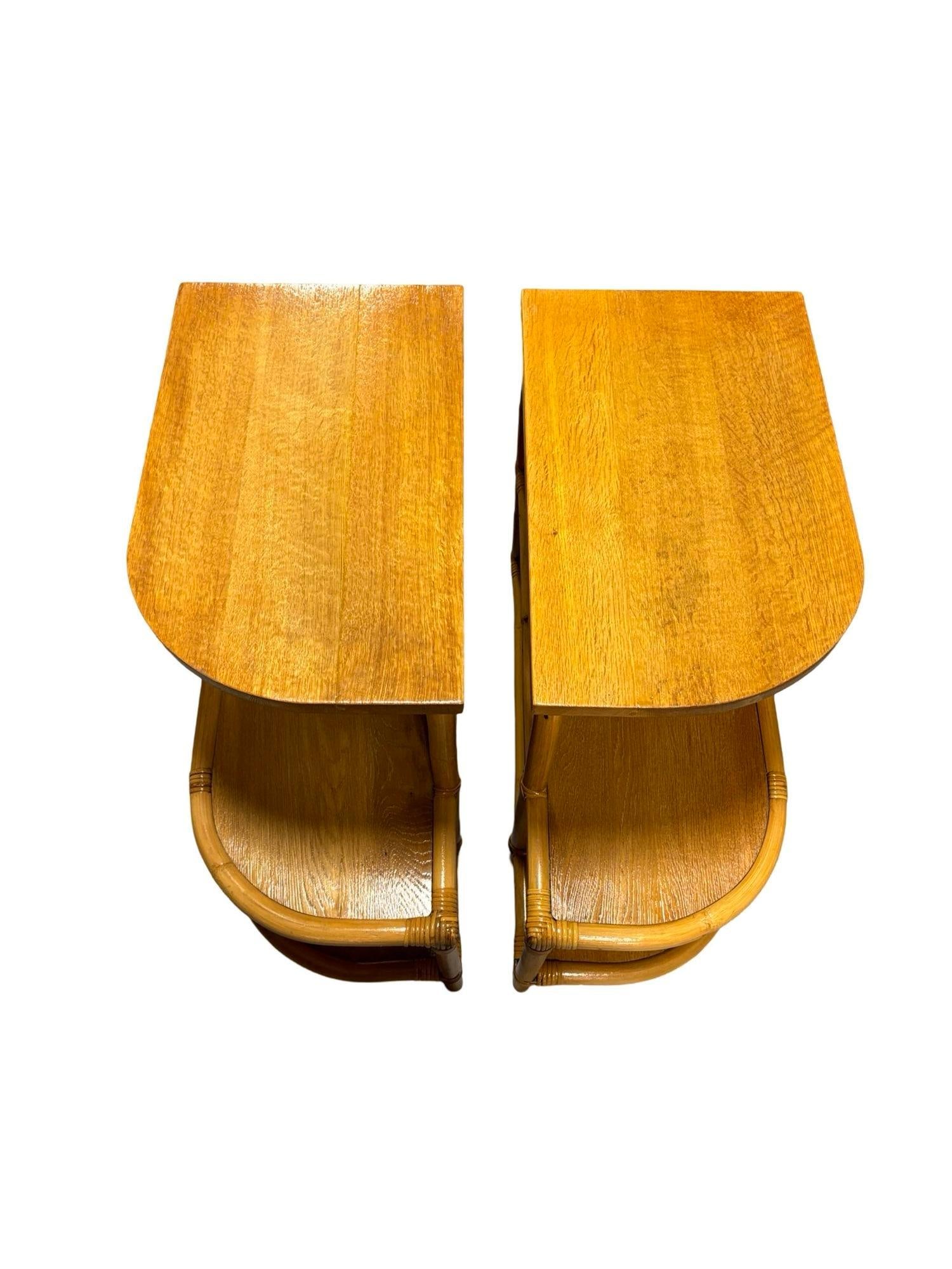 Pair of Restored Single Strand Three-Tier "Trio" Rattan Side Tables - 13