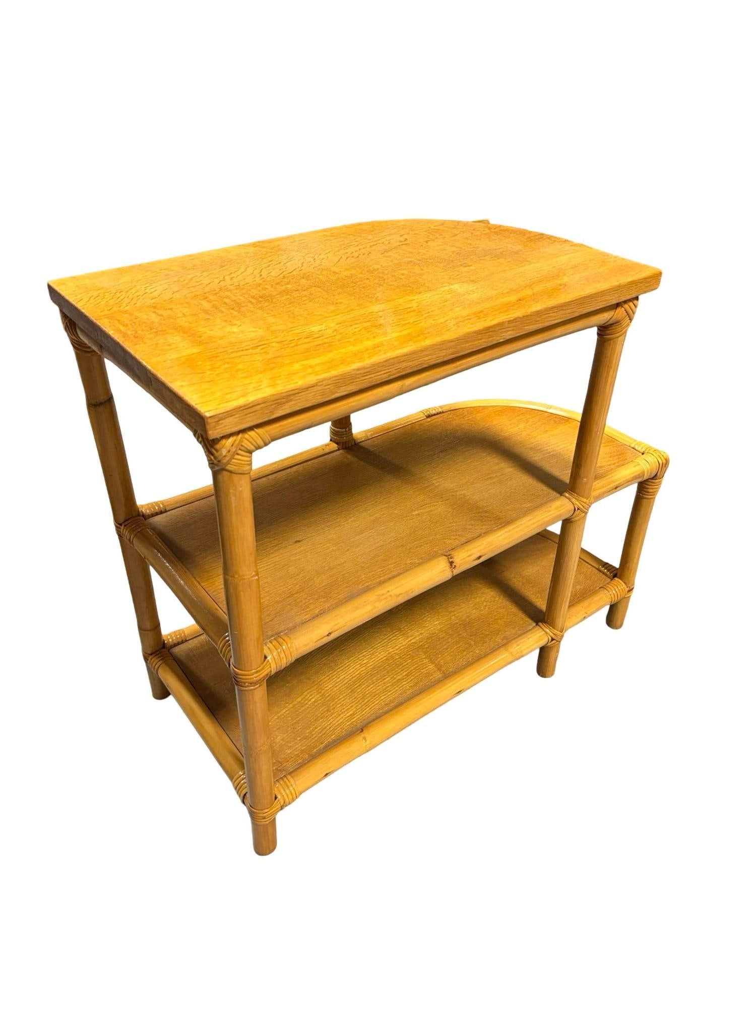 Pair of Restored Single Strand Three-Tier "Trio" Rattan Side Tables - 19