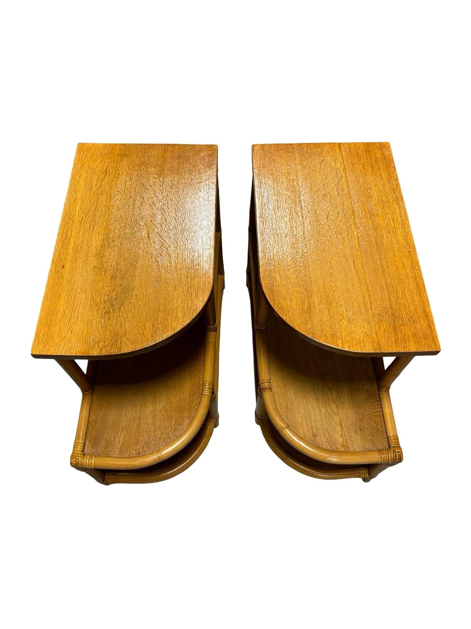 Pair of Restored Single Strand Three-Tier "Trio" Rattan Side Tables - 20