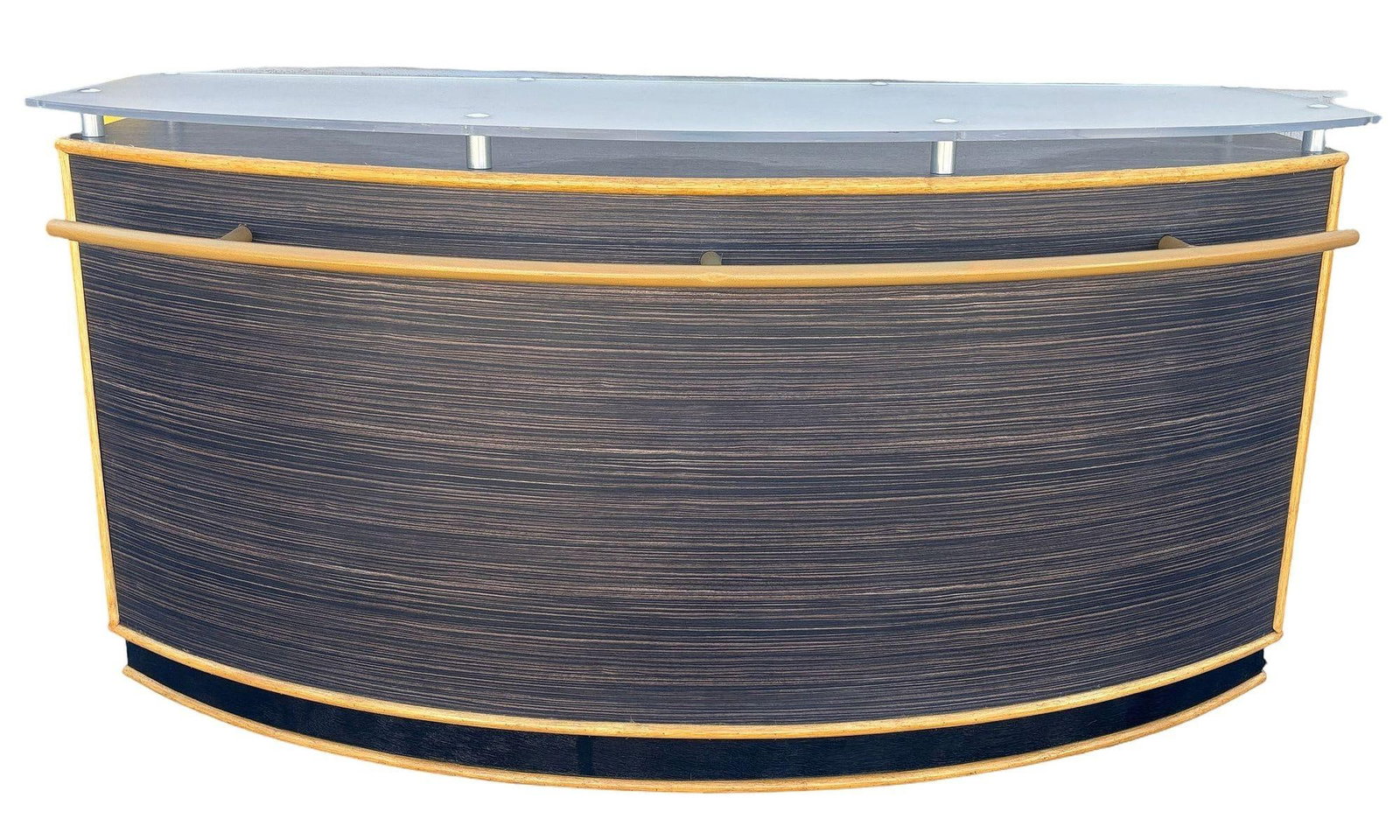 1990s Postmodern Dry Bar w/ Plexiglass Top & Rattan Borders - 8