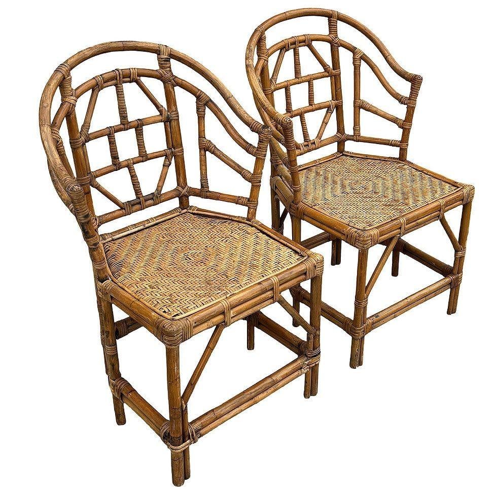 Brighton Pavilion Style Rattan Dining Armchairs - 8