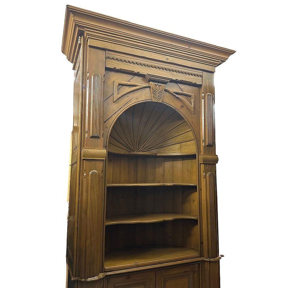 Georgian Style Old Pine Barrel Back Bespaq Corner Book Case - 18