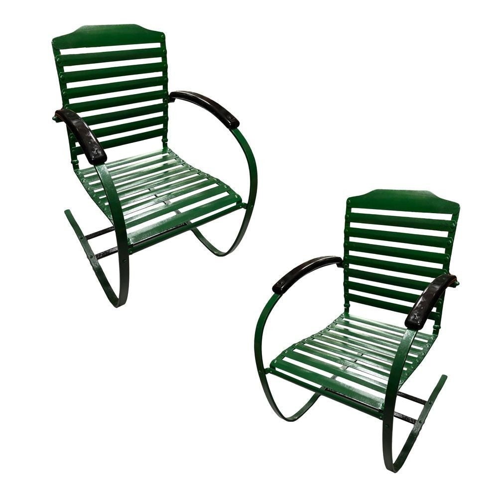 Mid-century Steel Springer Rocking Outdoor Patio Chair , Pair - 7