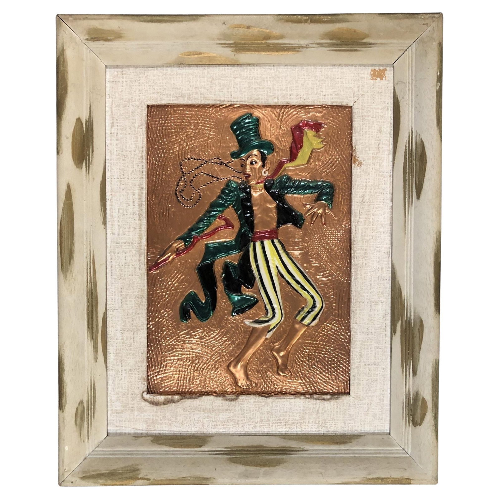 Mid Century Ringmaster Copper Wall Sculpture in Wooden Frame - 2