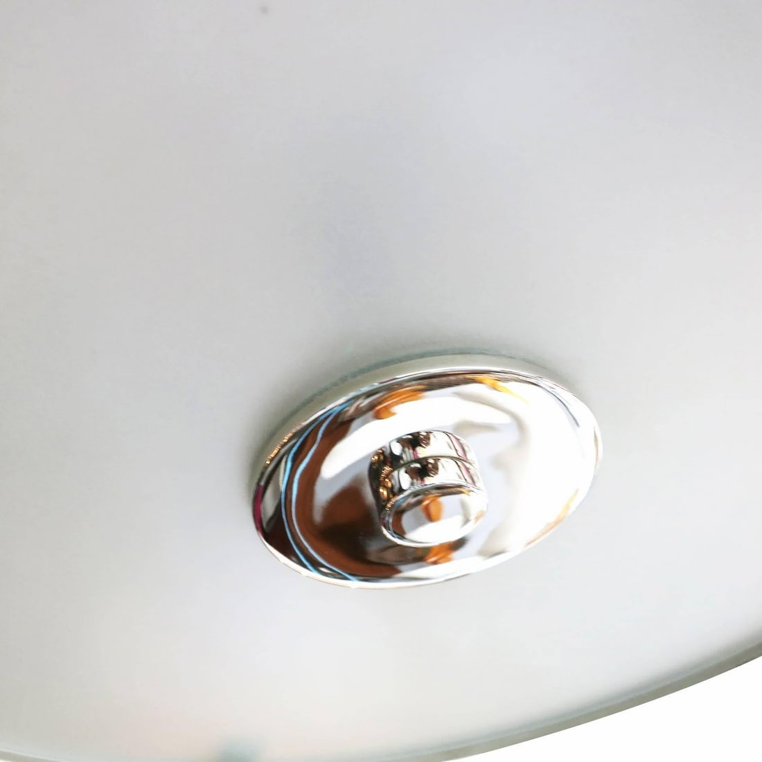 Chrome Drum Chandelier with Frosted Glass Shade - 12