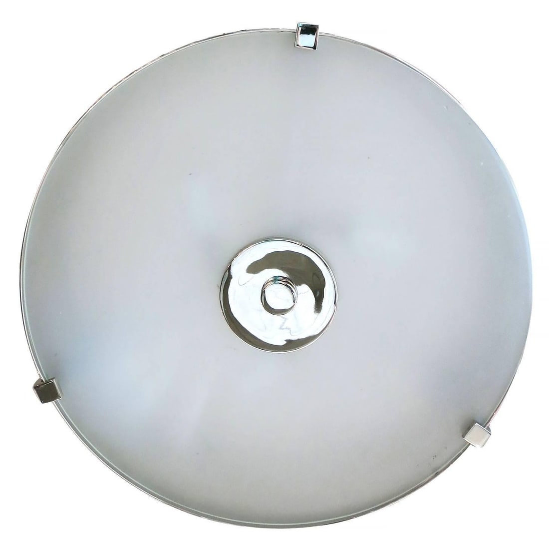 Chrome Drum Chandelier with Frosted Glass Shade - 4