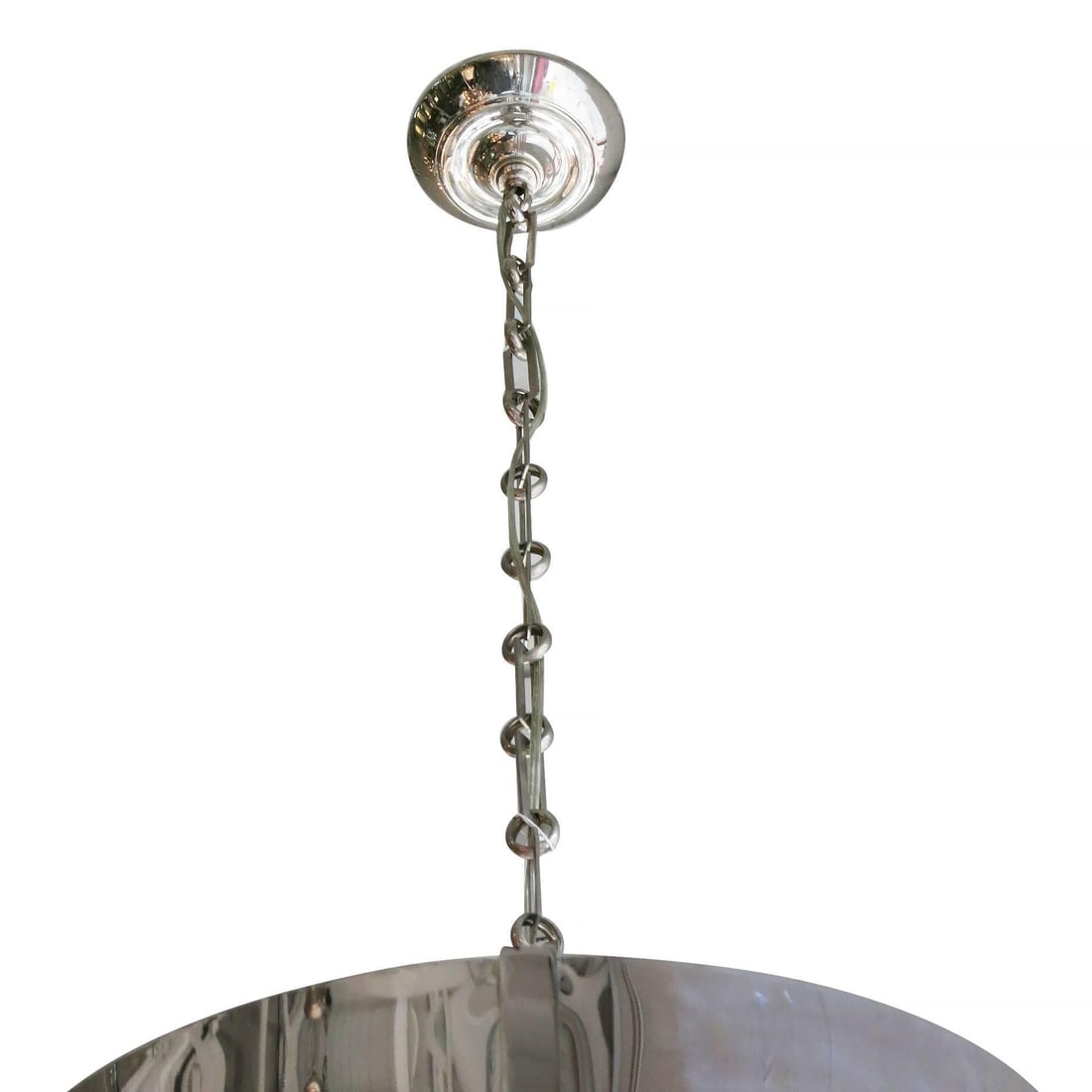 Chrome Drum Chandelier with Frosted Glass Shade - 6