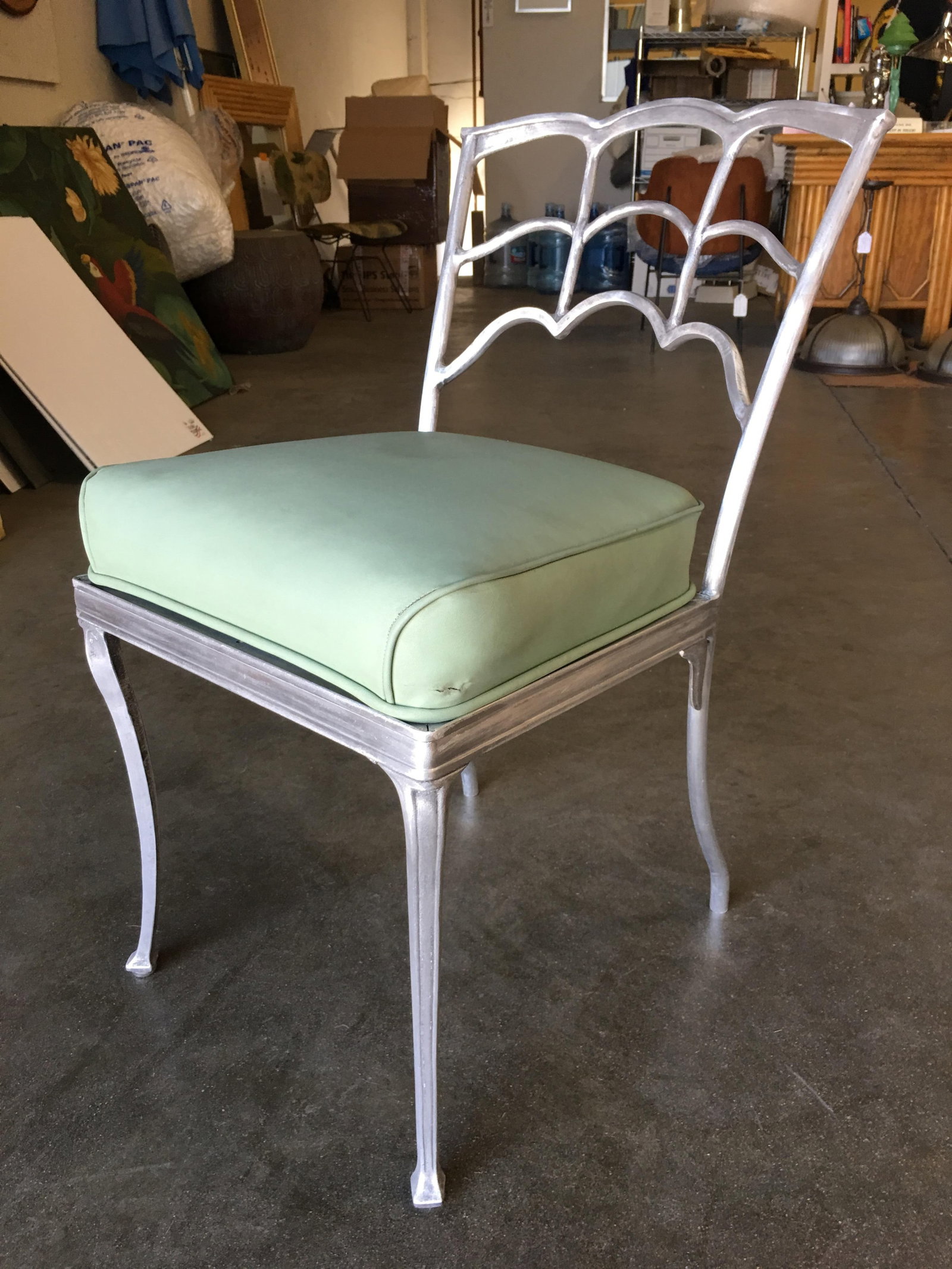 Art Deco Silver Tone Casted Aluminum Spiderweb Side Chair, Pair - 12