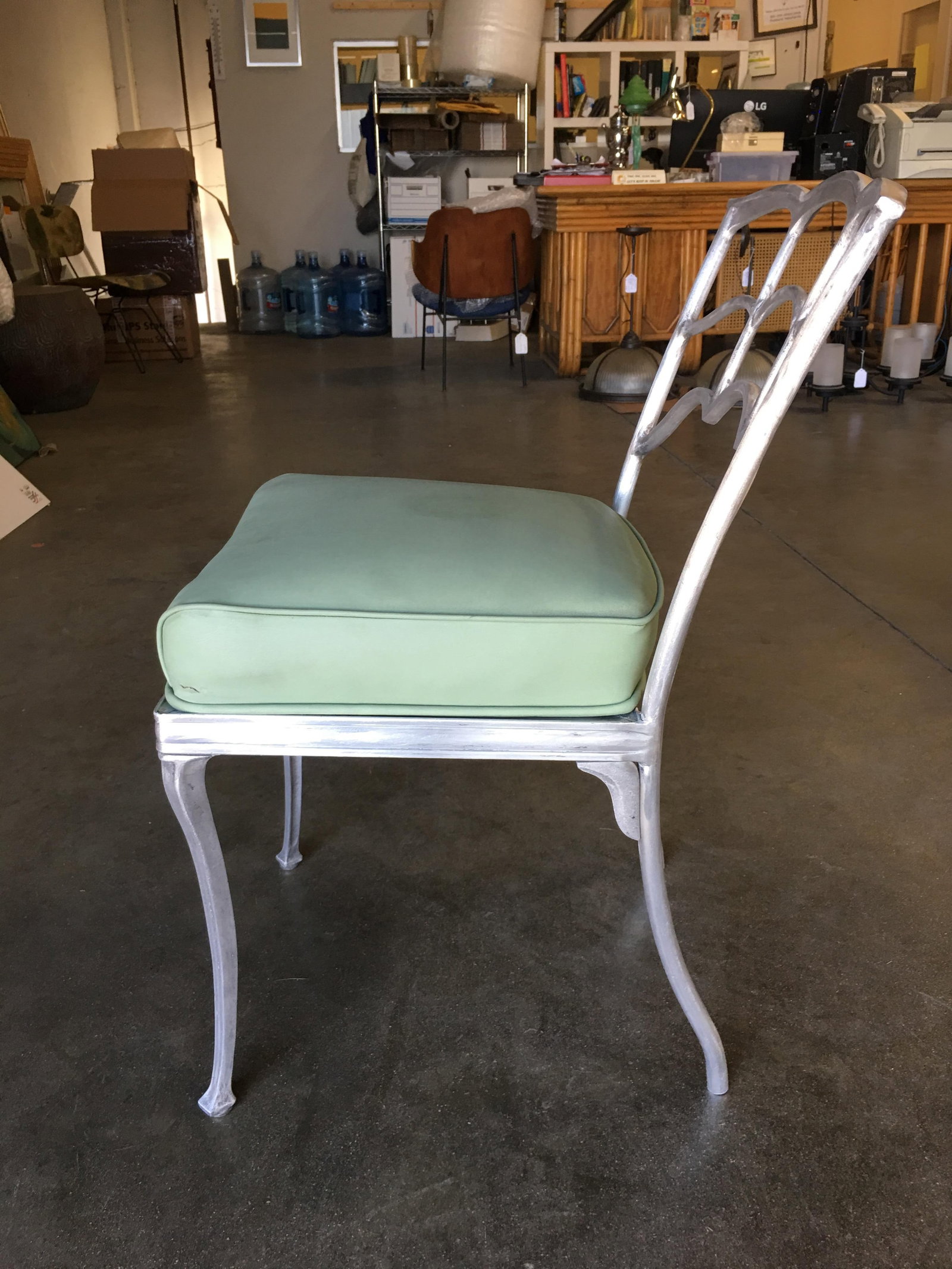 Art Deco Silver Tone Casted Aluminum Spiderweb Side Chair, Pair - 14