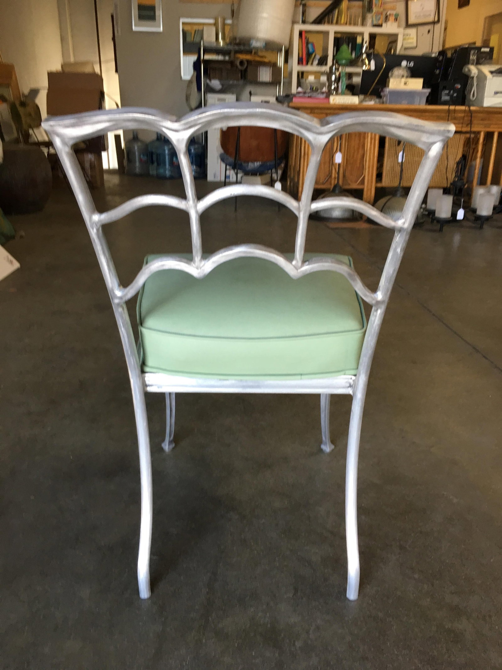 Art Deco Silver Tone Casted Aluminum Spiderweb Side Chair, Pair - 16