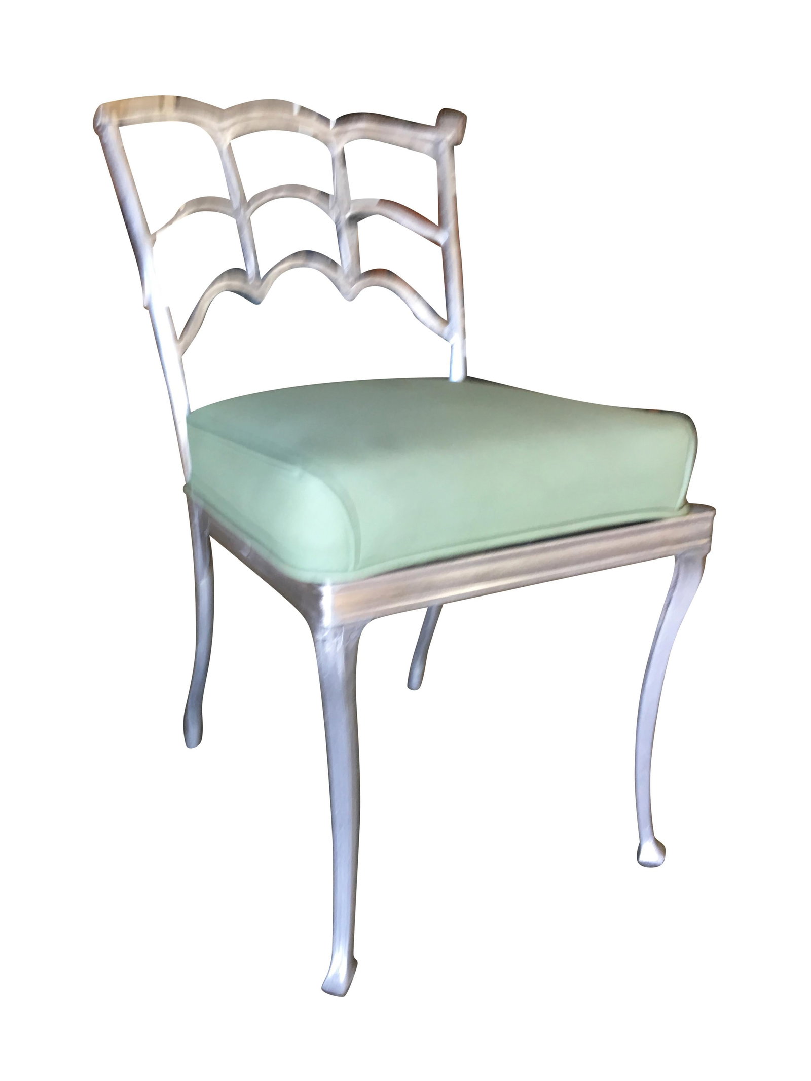 Art Deco Silver Tone Casted Aluminum Spiderweb Side Chair, Pair - 18