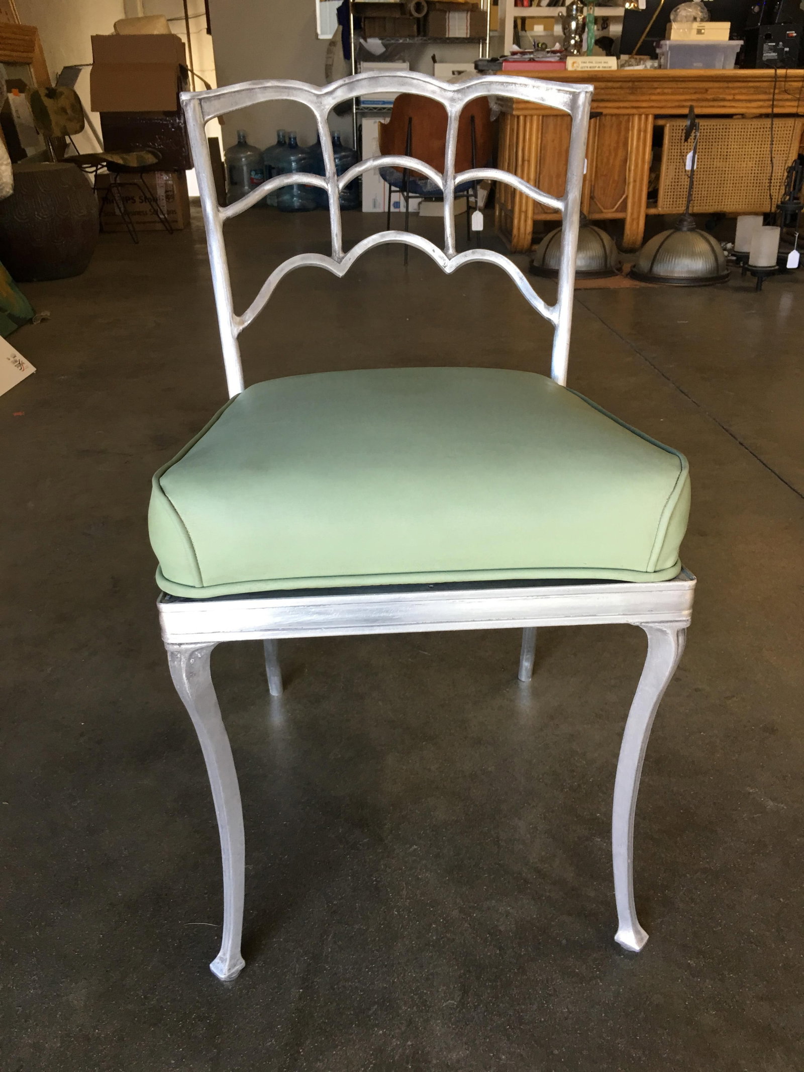 Art Deco Silver Tone Casted Aluminum Spiderweb Side Chair, Pair - 20